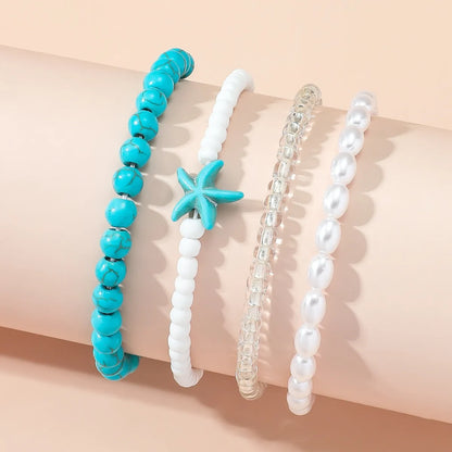 Bohemian Beach Tropical Starfish Turquoise Glass Seed Bead Wholesale Bracelets