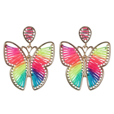 Bohemian Butterfly Cloth Metal Splicing Earrings