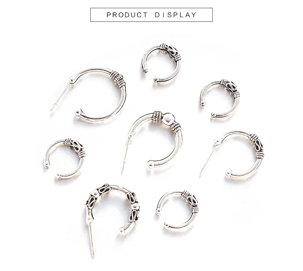 Bohemian C-Shaped Earrings 8-Piece Set