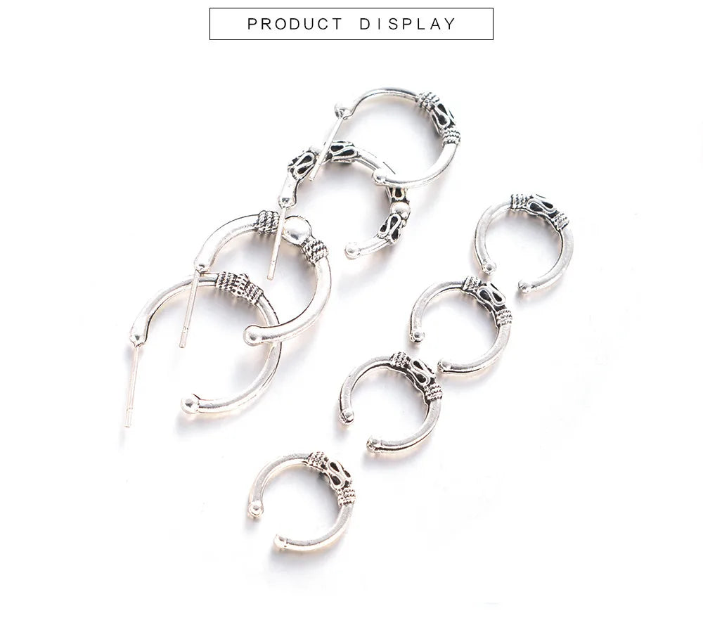 Bohemian C-Shaped Earrings 8-Piece Set