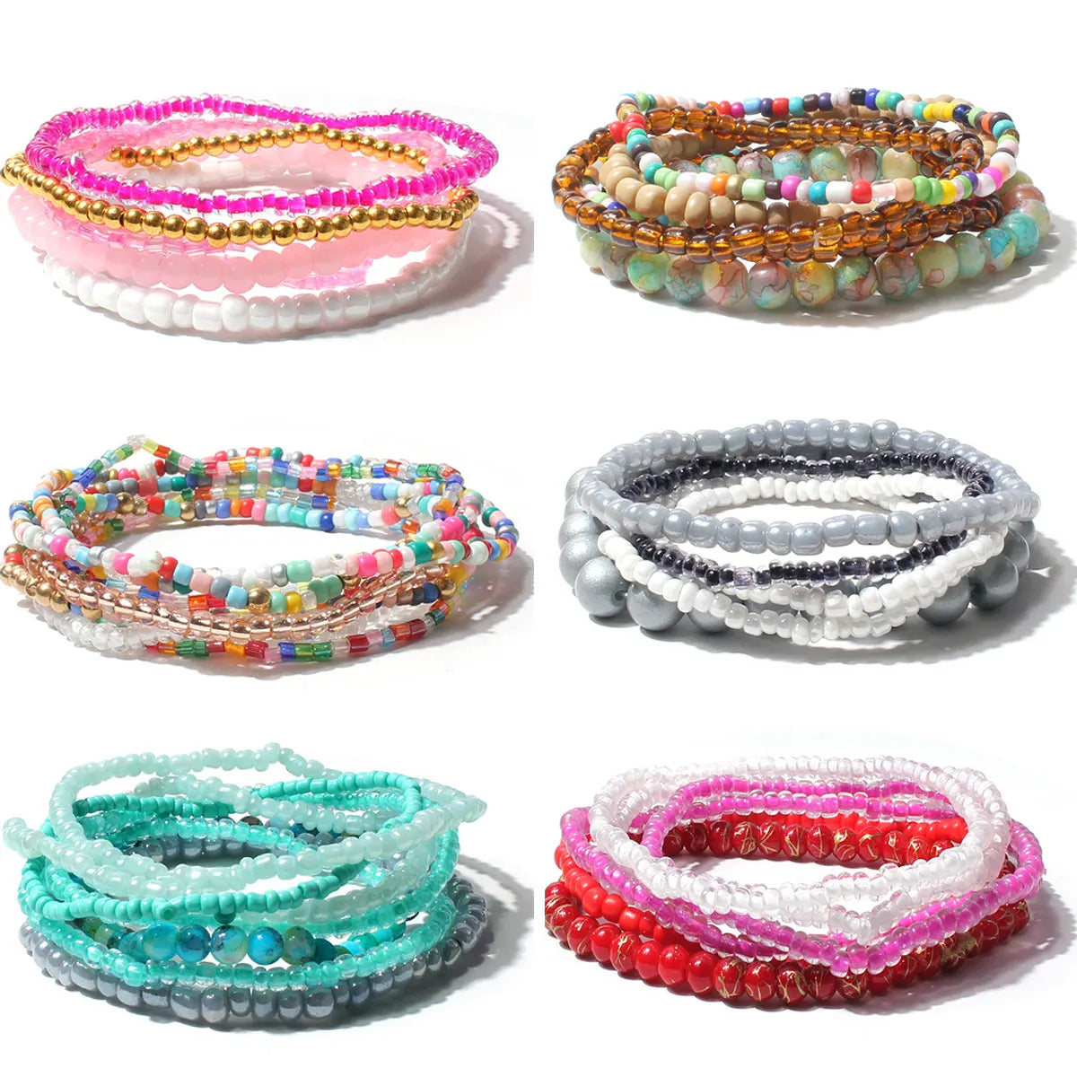 Bohemian Color Block Seed Bead Wholesale Bracelets