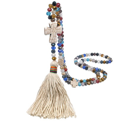 Bohemian Color Crystal Necklace Tassel Long Necklace