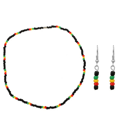 Bohemian Colorful Beaded Beaded Handmade Earrings Necklace Jewelry Set