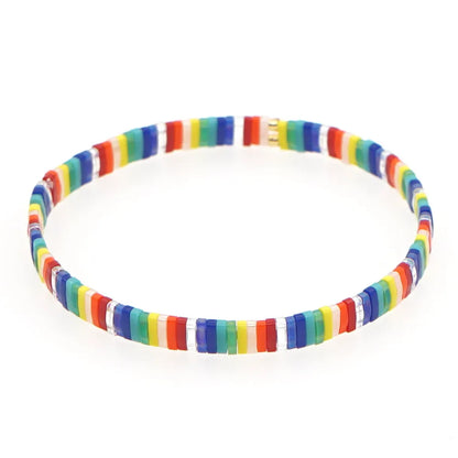 Bohemian Contrast Color Rainbow Miyuki Beads Stacking Bracelet