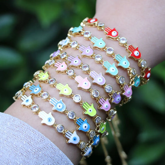 Fashion Geometric Copper Artificial Gemstones Bracelets In Bulk