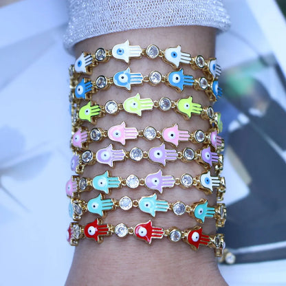 Fashion Geometric Copper Artificial Gemstones Bracelets In Bulk