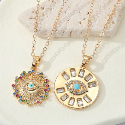 Bohemian Diamond Round Devil's Eye Alloy Necklace