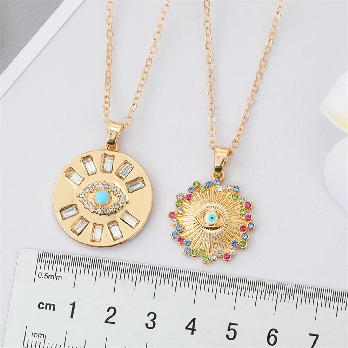 Bohemian Diamond Round Devil's Eye Alloy Necklace