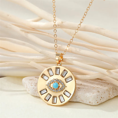 Bohemian Diamond Round Devil's Eye Alloy Necklace