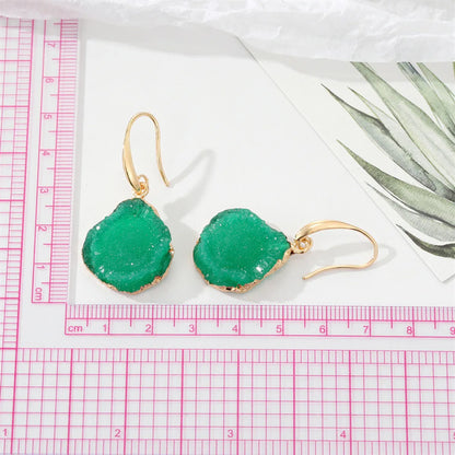 Bohemian Ethnic Irregular Resin Natural Stone Geometric Drop Earrings