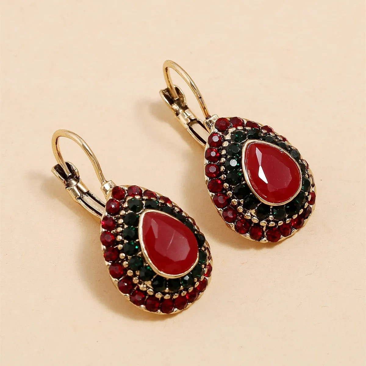 Bohemian Ethnic Style Water Drop Rhinestone Pendant Earrings