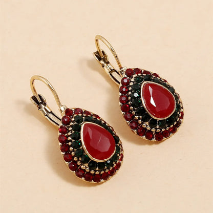 Bohemian Ethnic Style Water Drop Rhinestone Pendant Earrings