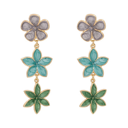 Bohemian Ethnic Wind Color Flower Earrings Alloy Dripping Ear Jewelry Flower Drop Oil Earrings Wholesale Nihaojewelry