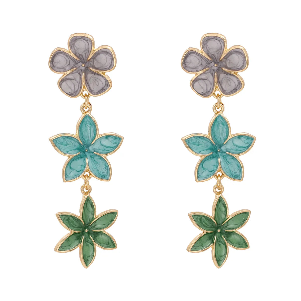 Bohemian Ethnic Wind Color Flower Earrings Alloy Dripping Ear Jewelry Flower Drop Oil Earrings Wholesale Nihaojewelry