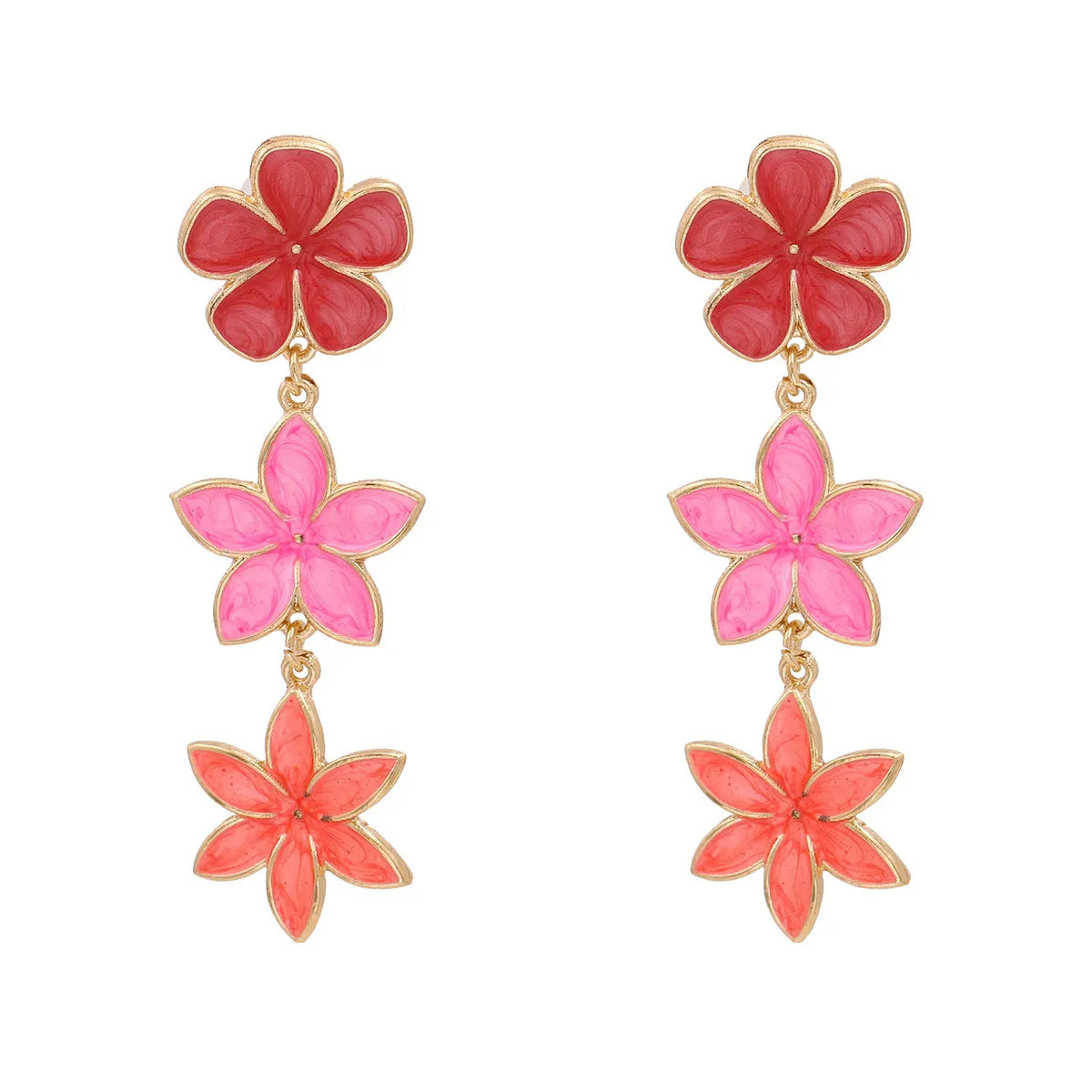 Bohemian Ethnic Wind Color Flower Earrings Alloy Dripping Ear Jewelry Flower Drop Oil Earrings Wholesale Nihaojewelry