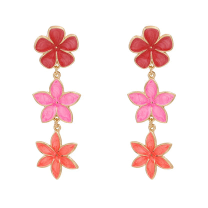 Bohemian Ethnic Wind Color Flower Earrings Alloy Dripping Ear Jewelry Flower Drop Oil Earrings Wholesale Nihaojewelry