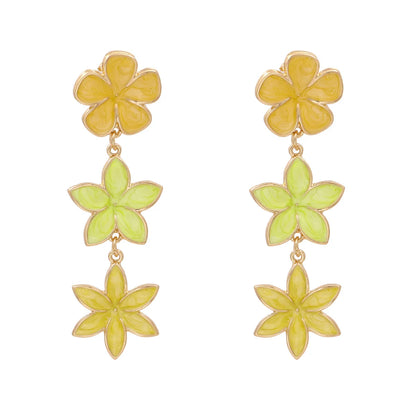 Bohemian Ethnic Wind Color Flower Earrings Alloy Dripping Ear Jewelry Flower Drop Oil Earrings Wholesale Nihaojewelry