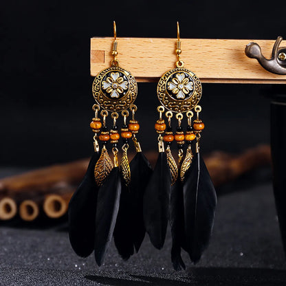 Bohemian Feather Alloy Plating Women's Drop Earrings