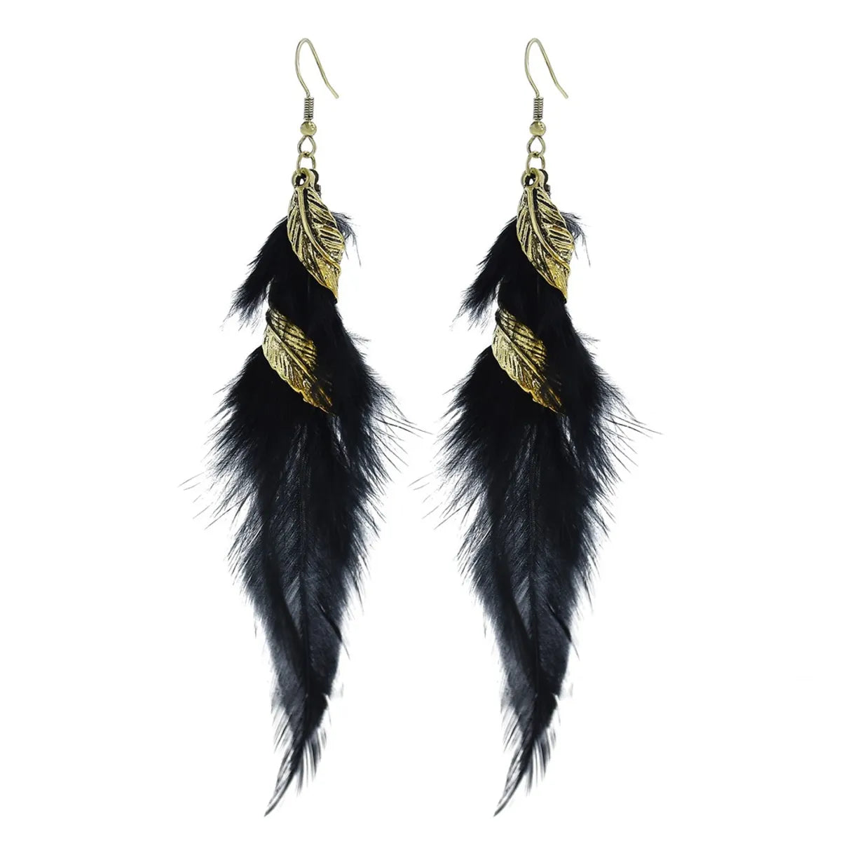 Bohemian Feather Alloy Plating Women'S Drop Earrings