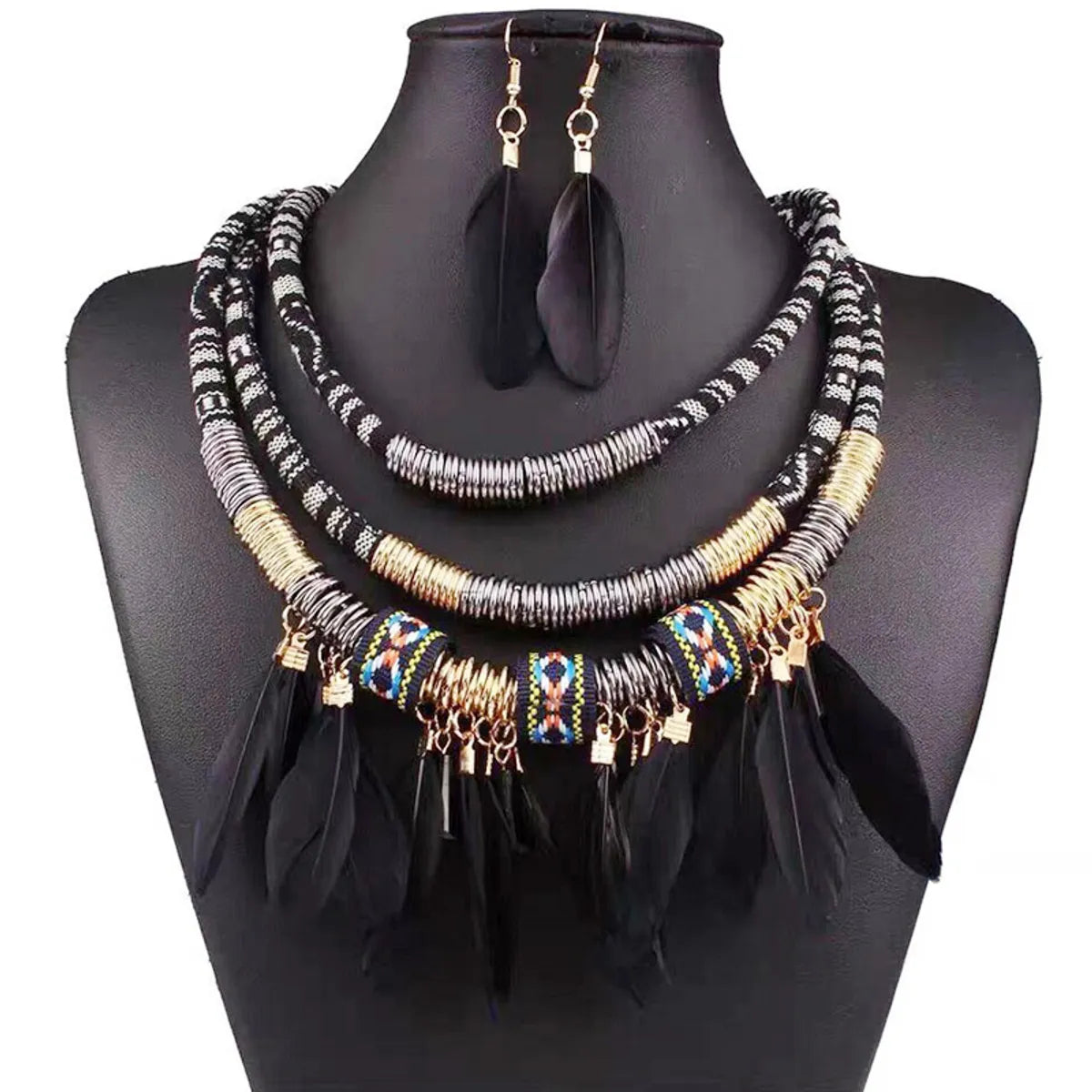 Bohemian Feather Rope Feather Women's Jewelry Set