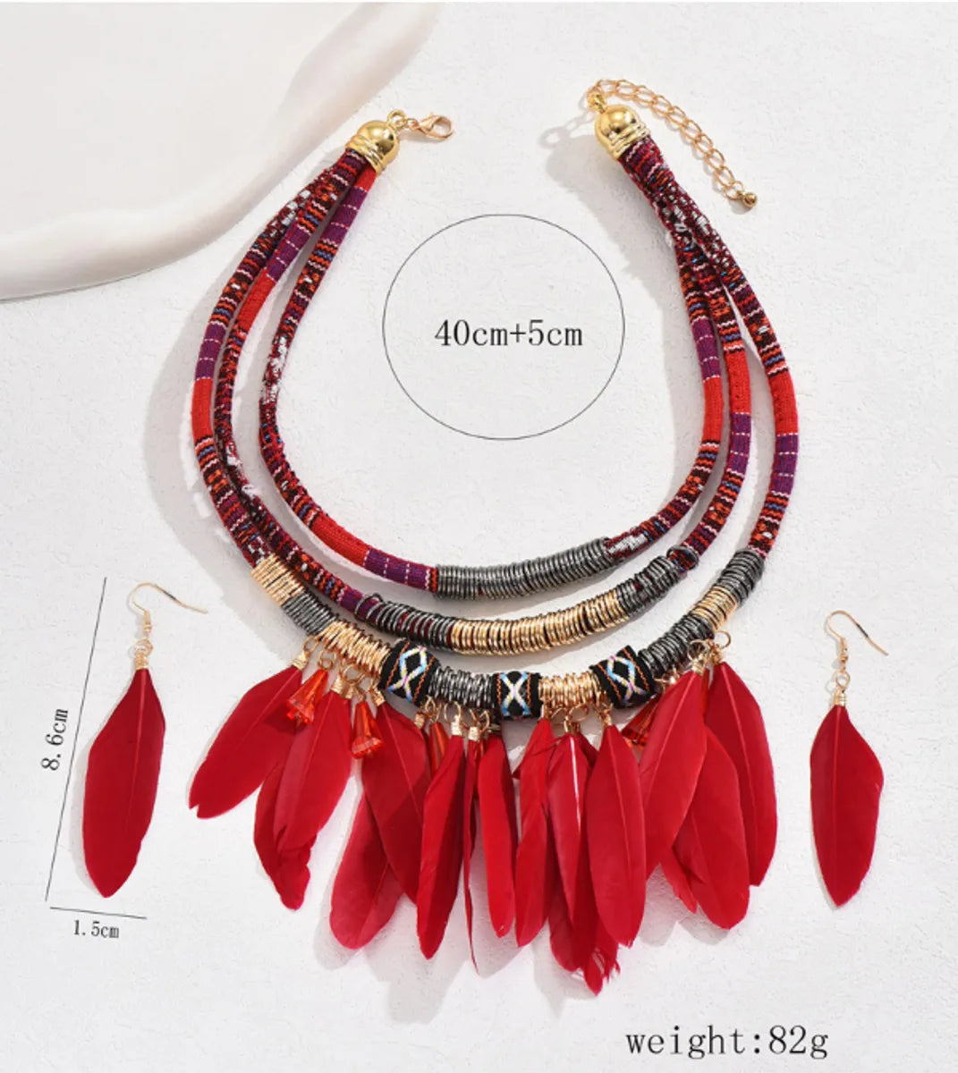 Bohemian Feather Rope Feather Women's Jewelry Set