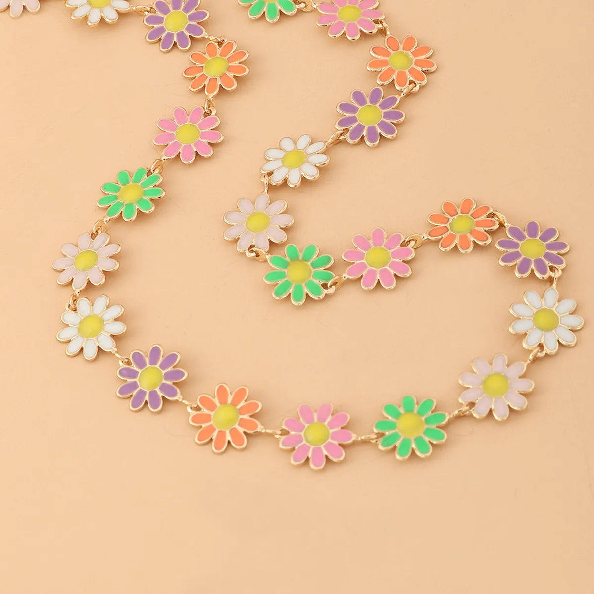 Bohemian Flower Copper Enamel Necklace