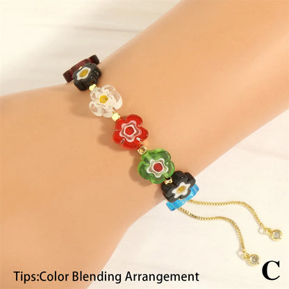 Bohemian Flower Glass Beaded Plating 18k Gold Plated Women's Bracelets