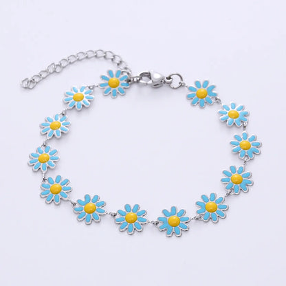 Bohemian Flower Stainless Steel Epoxy Bracelets