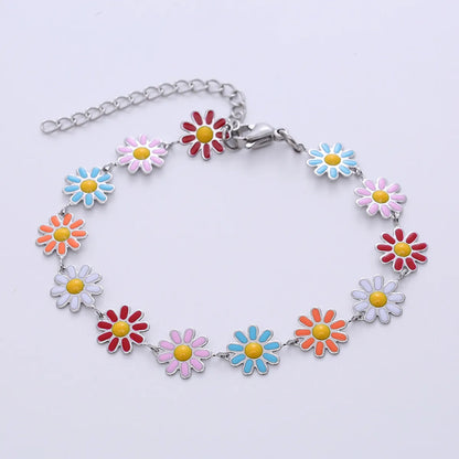 Bohemian Flower Stainless Steel Epoxy Bracelets