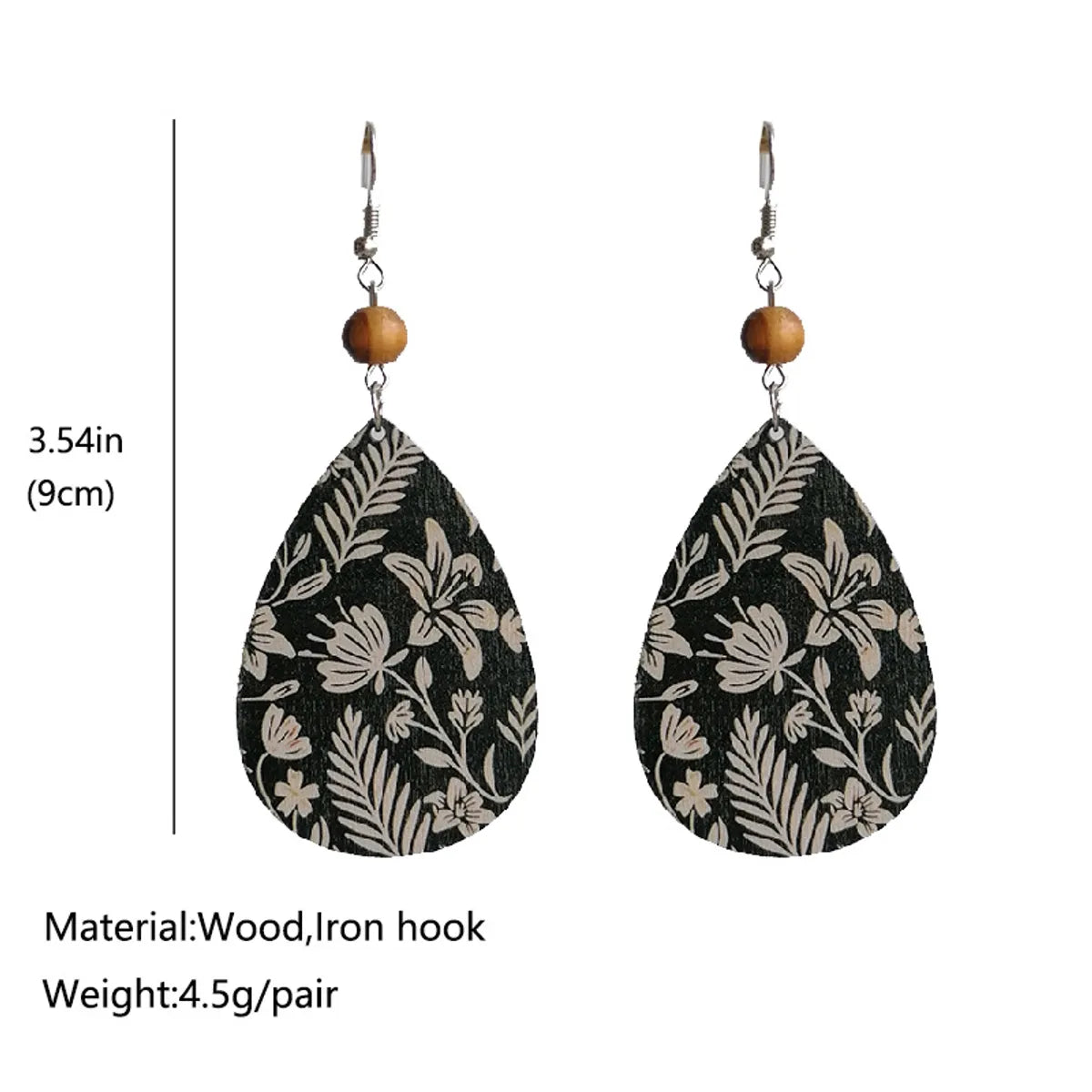 Bohemian Flower Wood Women's Drop Earrings