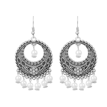 Bohemian Geometric Alloy Hollow Out Artificial Pearls Women'S Earrings