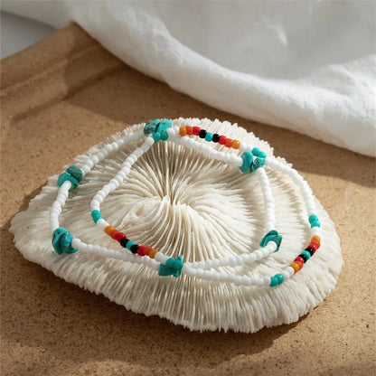 Bohemian Geometric Beaded Turquoise Women's Anklet