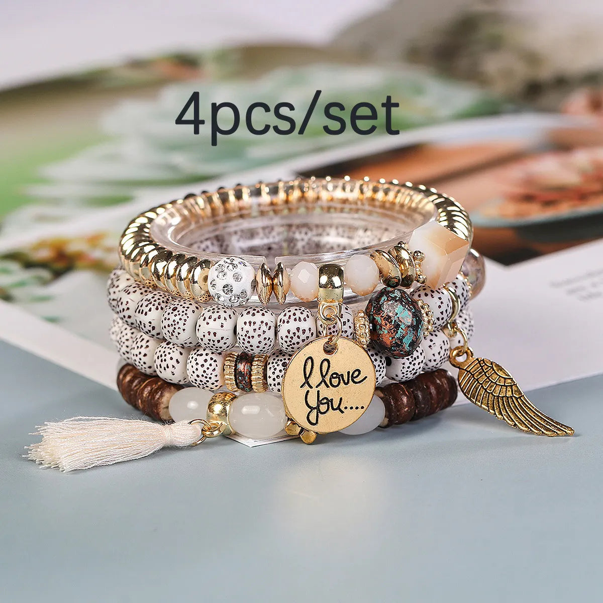 Bohemian Geometric Letter Wings Arylic Glass Women's Bracelets