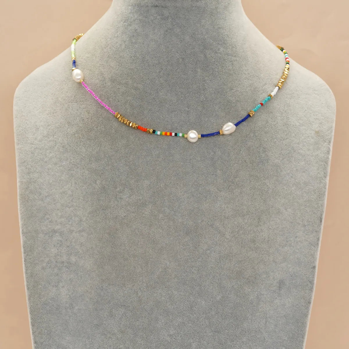 Bohemian Geometric Mixed Materials Mother Pearl Shellfish Women's Necklace