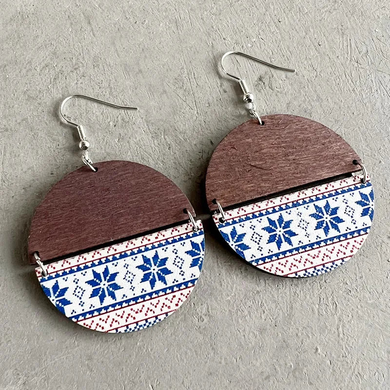 Bohemian Geometric Wood Christmas Women'S Drop Earrings