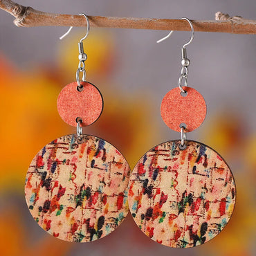 Bohemian Geometric Wood Printing Women's Drop Earrings