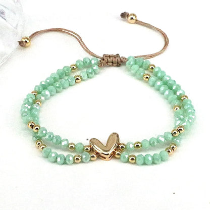 Bohemian Heart Shape Artificial Crystal Alloy Beaded Women'S Bracelets 1 Piece