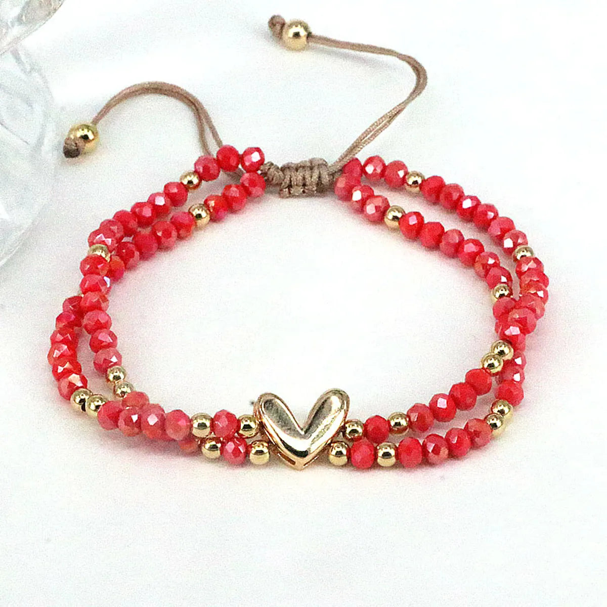 Bohemian Heart Shape Artificial Crystal Alloy Beaded Women'S Bracelets 1 Piece