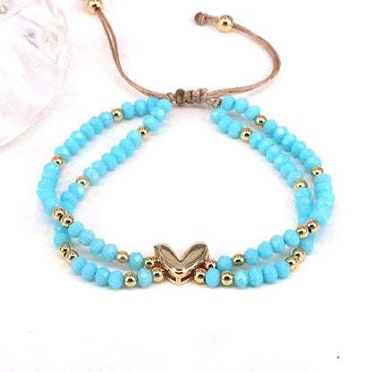 Bohemian Heart Shape Artificial Crystal Alloy Beaded Women'S Bracelets 1 Piece