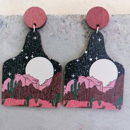 Bohemian Landscape Wood Women's Drop Earrings