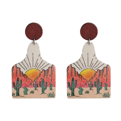 Bohemian Landscape Wood Women's Drop Earrings