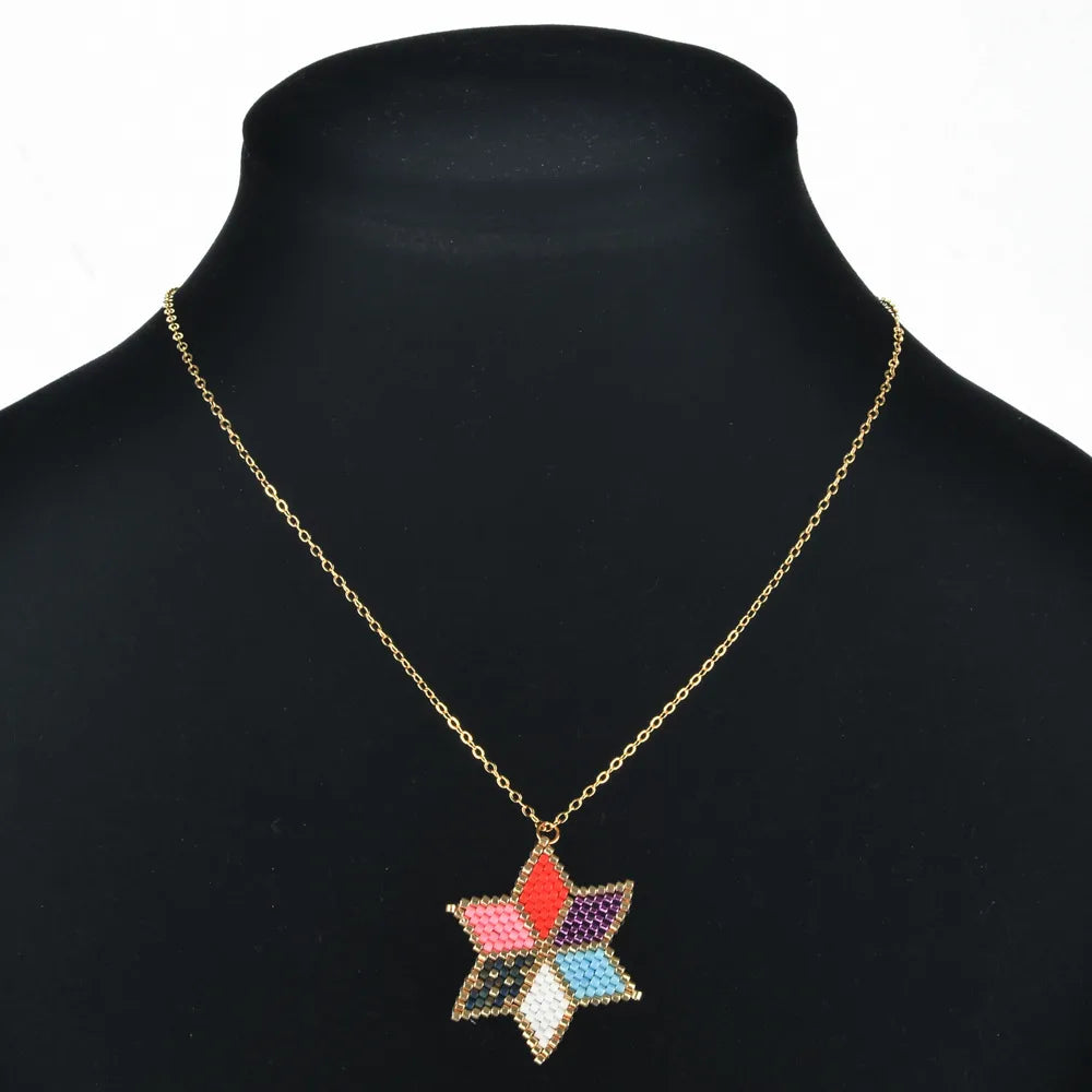 Bohemian Leaf Star Copper Plating Pendant Necklace