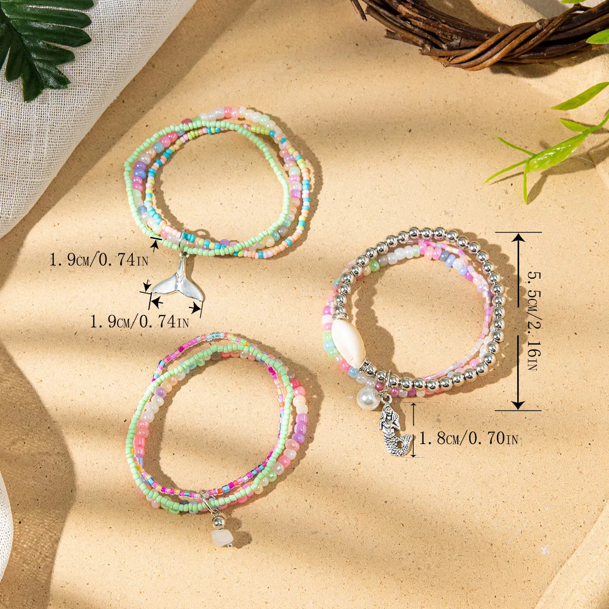 Bohemian Marine Style Hippocampus Mermaid Glass Wholesale Bracelets