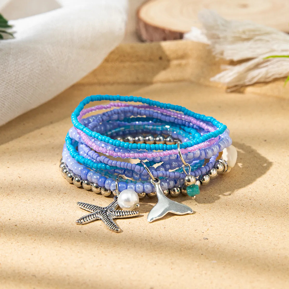 Bohemian Marine Style Hippocampus Mermaid Glass Wholesale Bracelets