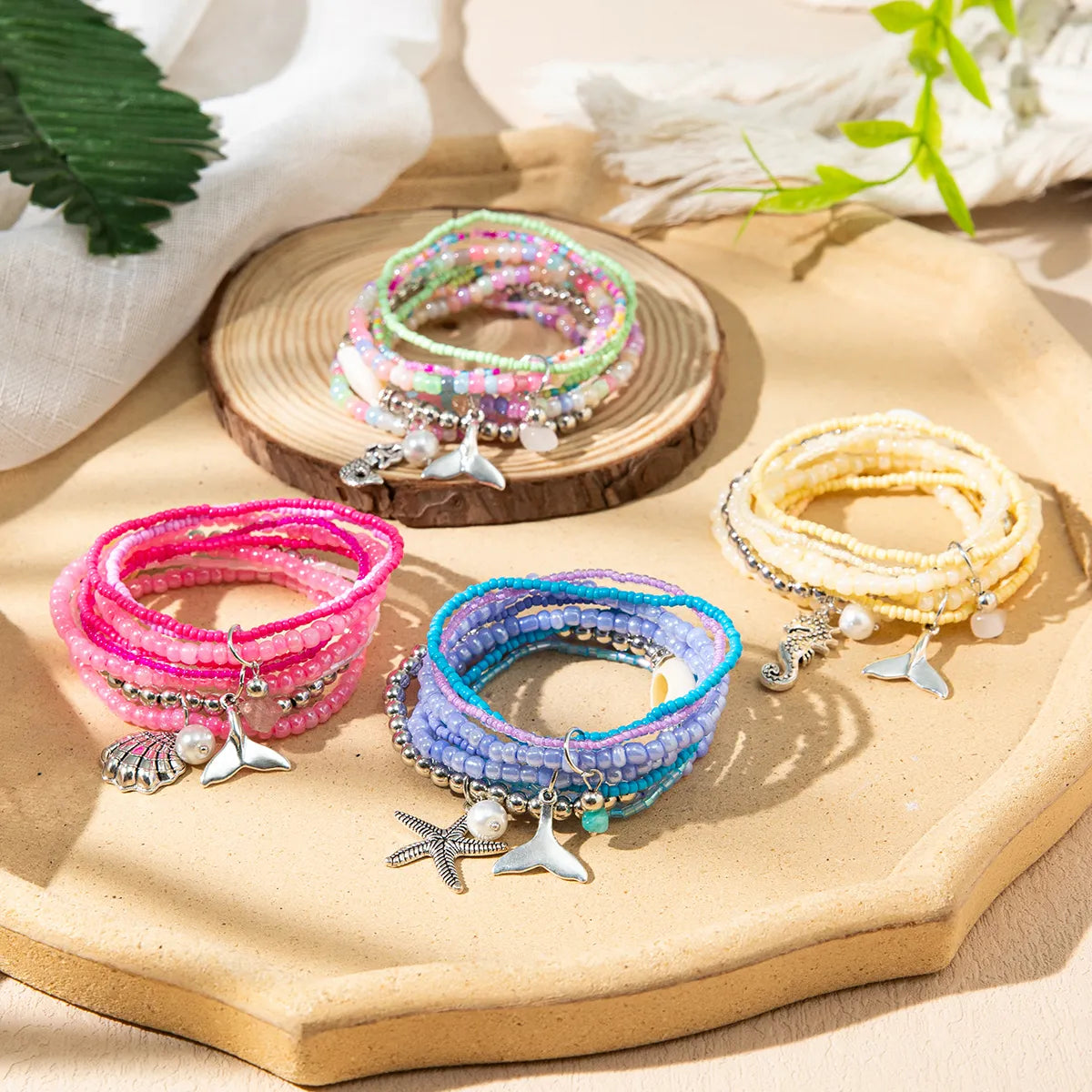 Bohemian Marine Style Hippocampus Mermaid Glass Wholesale Bracelets