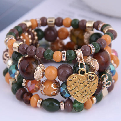 Bohemian Metal Peach Heart Multi-Layer Bracelet