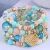 Bohemian Metal Peach Heart Multi-Layer Bracelet