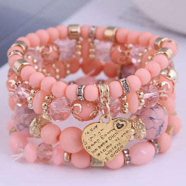 Bohemian Metal Peach Heart Multi-Layer Bracelet