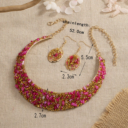 Bohemian Multicolor Alloy Inlay Artificial Gemstones Rhinestones Women's Jewelry Set