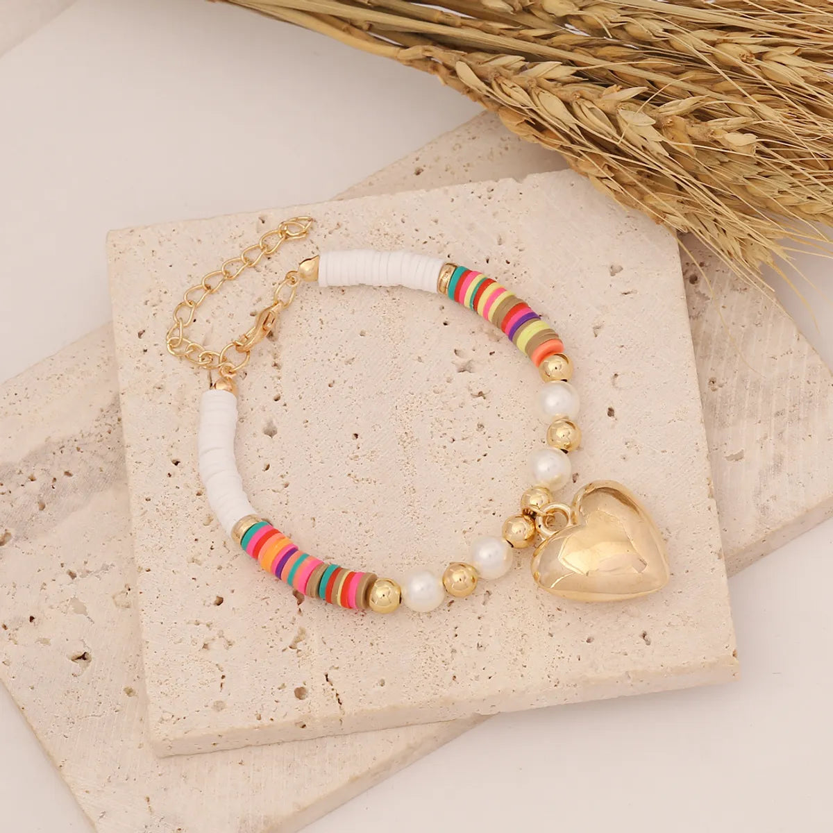 Wholesale Jewelry Bohemian Heart Imitation Pearl No Inlaid 18K Gold Plated Bracelets